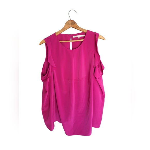 Rachel Roy Curvy Coll FUCHSIA Cold Long Sleeve Top Plus Size 3X NWT $99 Office - Picture 1 of 4